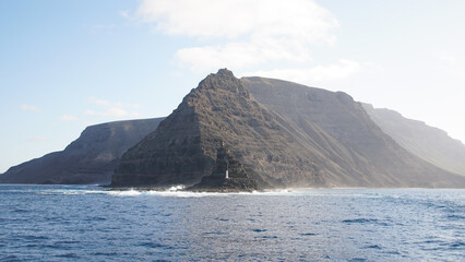 Fototapeta na wymiar Landscape of volcano mountanis and sea