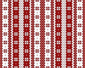Christmas white red pattern Seamless winter pattern, Sami people design, folk art, traditional knitting and nordic embroidery, Scandinavian retro patterns from Norway, Sweden, Finland, and Murmansk in