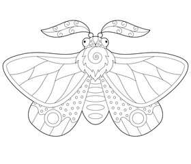 Children's simple black and white antistress coloring butterflies with ornaments for children's creativity