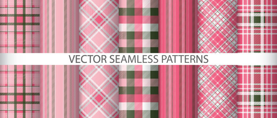 Set textile seamless pattern. Plaid texture tartan. Vector background check fabric.