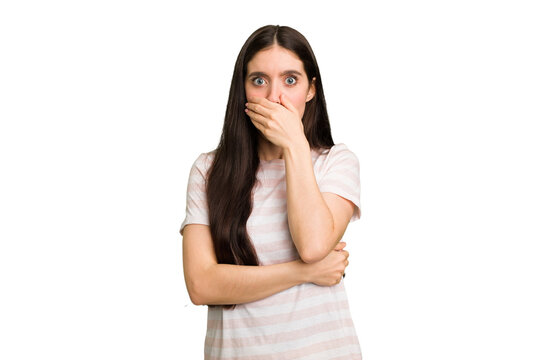 Young Caucasian Brunette Long Hair Woman Cutout Isolated Scared And Afraid.