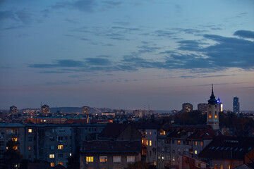 Fototapeta premium City of Belgrade, Serbia, blue hour evening cityscape.