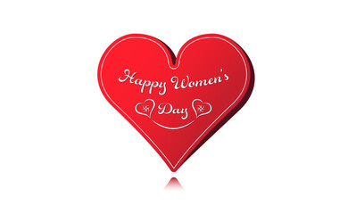 Red heart shape women's day retro heart vector. 3d love day happy women's day text sale sign illustration.
