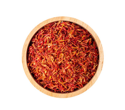 safflower in wood bowl on transparent png