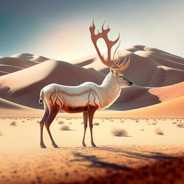 Reno de navidad en el desierto generado con inteligencia artificial