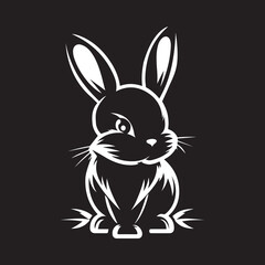 Fototapeta premium rabbit logo, white rabbit on black background