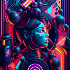 Fototapeta premium Fantastic Illustration: A Dreamlike Scene of Fantasy and Glow