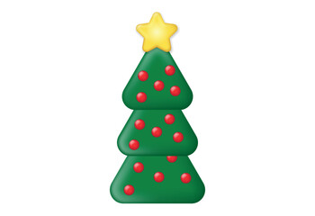 Christmas Tree whith lights 3D Icon Vector Illustration on White Background