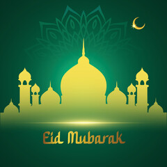 eid background with mosque greeting card