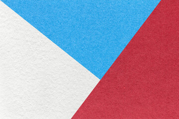 Fototapeta na wymiar Texture of craft white, blue and red shade color paper background, macro. Vintage abstract wine cardboard