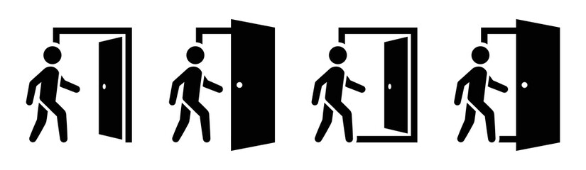 Sign and exit door icon, vector illustration