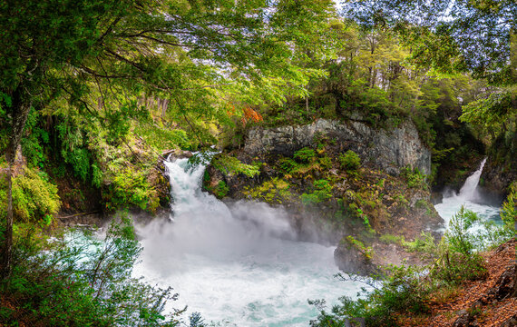 beautiful river in nahuel huapi national park, argentina