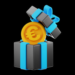 Premium Dollar Finance coin gift box Icon 3D Rendering on isolated background
