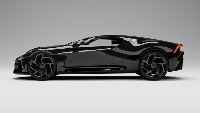 Bugatti La voiture noire sports car isolated on White Background, luxury automotive car design.
