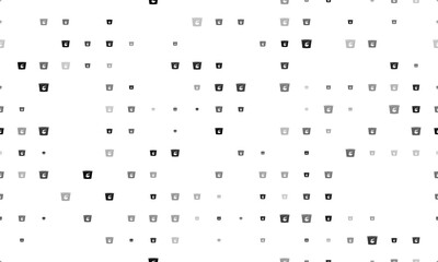 Seamless background pattern of evenly spaced black instant noodles symbols of different sizes and opacity. Vector illustration on white background