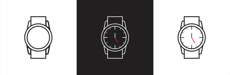 Smart watch icon. Smartwatch symbol collection. Clock icons signs. Wristband or Wristwatch. Vector illustration.