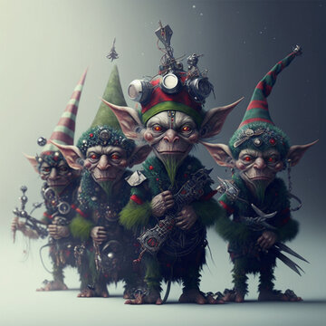 christmas elves on white background