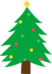 Christmas Tree. Christmas Tree and Glowing Star. Christmas Tree Illustration.