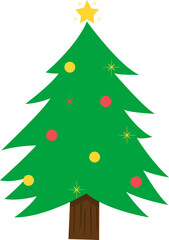 Christmas Tree. Christmas Tree and Glowing Star. Christmas Tree Illustration.