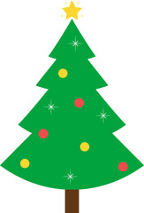 Christmas Tree. Christmas Tree and Glowing Star. Christmas Tree Illustration.
