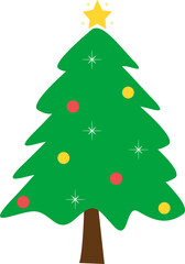 Christmas Tree. Christmas Tree and Glowing Star. Christmas Tree Illustration.