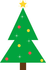 Christmas Tree. Christmas Tree and Glowing Star. Christmas Tree Illustration.