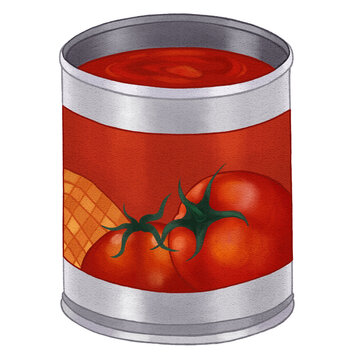 Watercolor tomato can