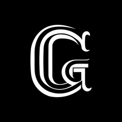 letter gc monogram logo, black and white 
