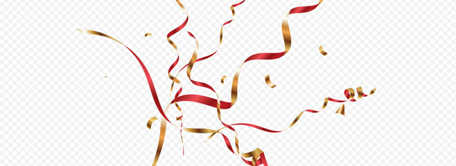 Red and Gold Ribbon Decoration Vector Panoramic