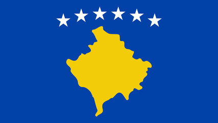 Kosovo flag. Six stars with country map on blue background