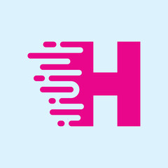 Fast Speed Motion Circuit Style Logo Letter of H