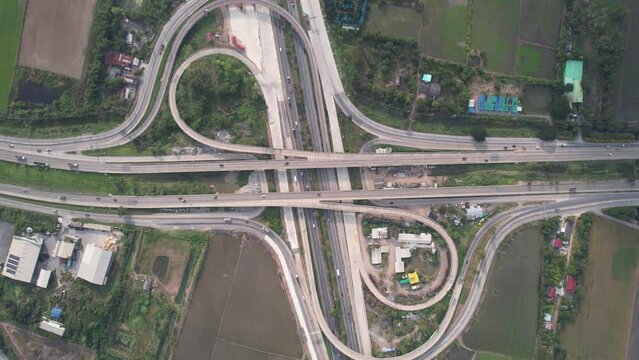 aerial view of highway with car, road top view, transportation 
