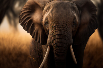 An adorable young African Elephant. Digital artwork