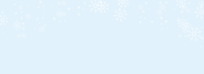 Golg Snowfall Vector Panoramic Blue Background.