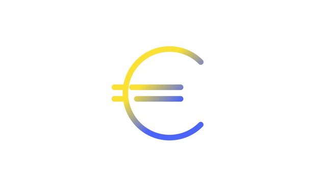 Animated euro gradient ui icon. European currency. Economics. Seamless loop HD video with alpha channel on transparent background. Line color user interface symbol motion graphic animation