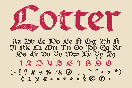 Drop cap alphabet set. Illuminated initials in old blackletter German style. All you need to precisely imitate medieval text.