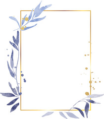 Obraz premium Watercolor leaf wreath gold frame