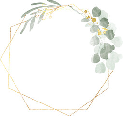 Watercolor eucalyptus leaf gold wreath