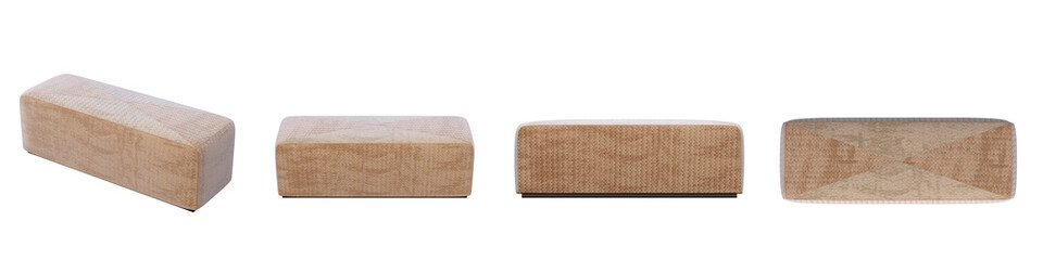 ottoman pouf isolate on a transparent background, interior furniture, 3D illustration, cg render