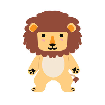 Lion cartoon character doodle vector