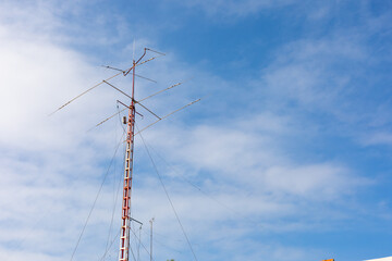 Radio antenna with sky background