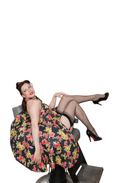 Rockabilly Sensuous Woman Sitting On Chair