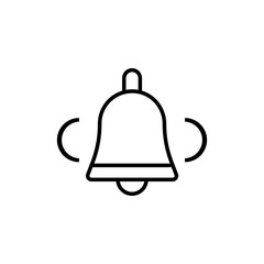 Vector flat illustration of alarm bell line icon isolated on white background. Bell icon for notification, signal, reminder, sound, call, alarm sign.