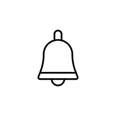 Vector flat illustration of alarm bell line icon isolated on white background. Bell icon for notification, signal, reminder, sound, call, alarm sign.