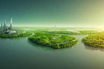 future smart cities, sustainable citys, sustainble highrises with lush planting