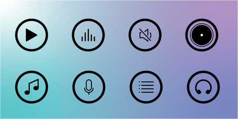 Music media icons set - web tool icons