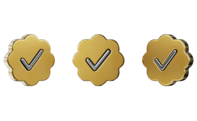 gold check icon verified badge checkmark isolated