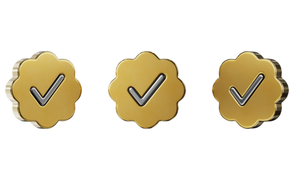gold check icon verified badge checkmark isolated