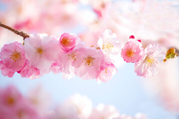 Fototapeta premium delicate flowers of pink sakura . Delicate artistic photo. selective focus. 