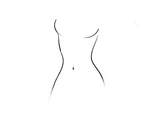 Silhouette of body shape lines on white background woman